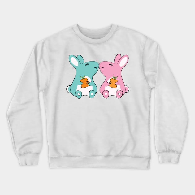 Happy Twin Bunnies Crewneck Sweatshirt by Anicue